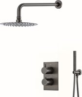 WEBO Atlanta regendoucheset - Inbouw - Gun Metal - Doucheset - 25cm - Stortdouche - Complete doucheset - Handdouche