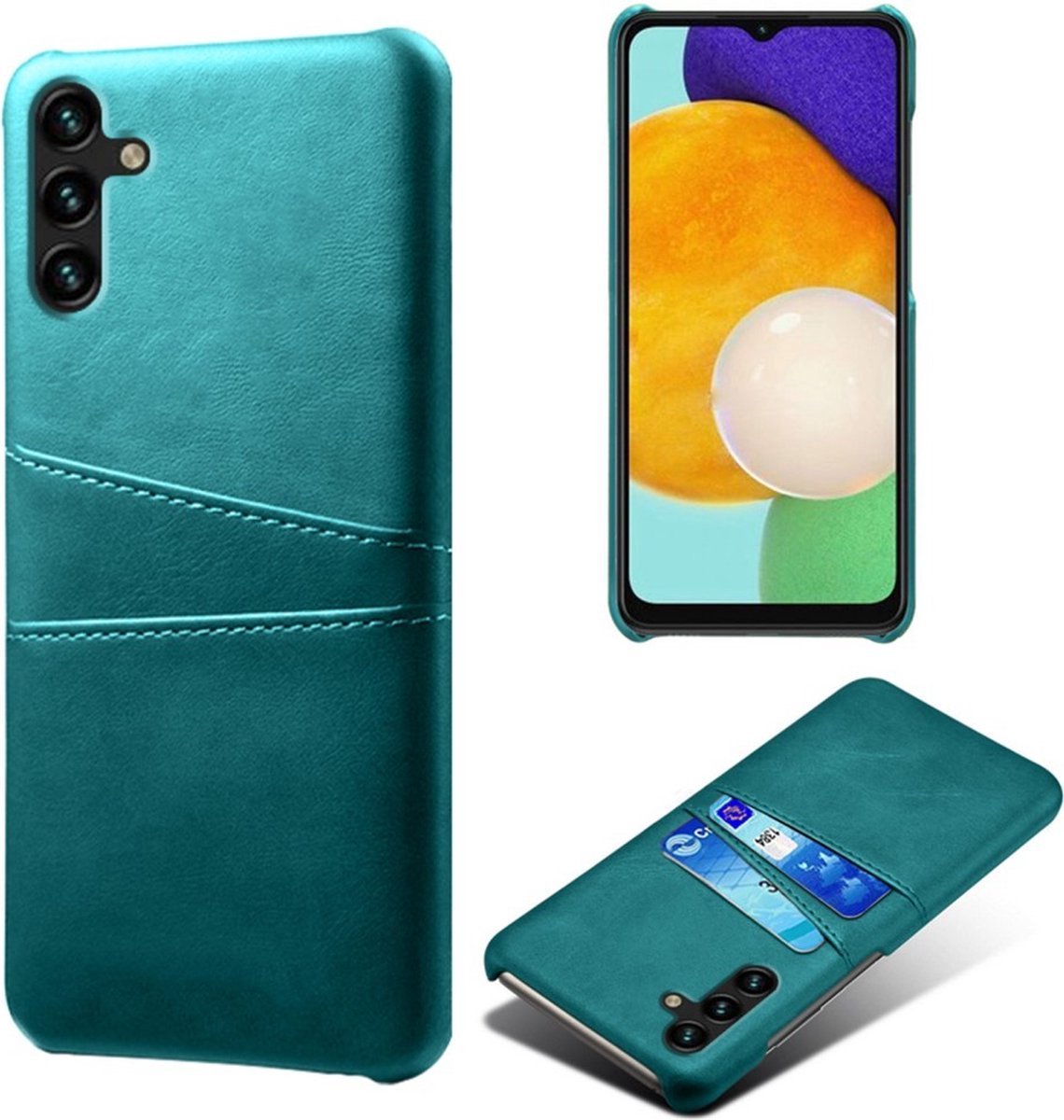 Backcover met Opbergvakjes + PMMA Screenprotector voor Galaxy A54 5G _ Groen
