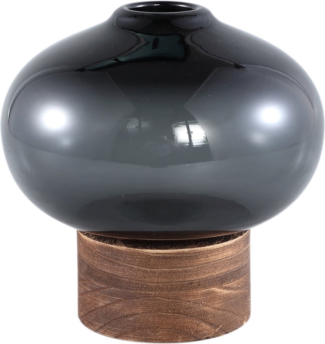 PTMD COLLECTION PTMD Fleure Vaas - 19x19x18 cm - Glas - Grijs