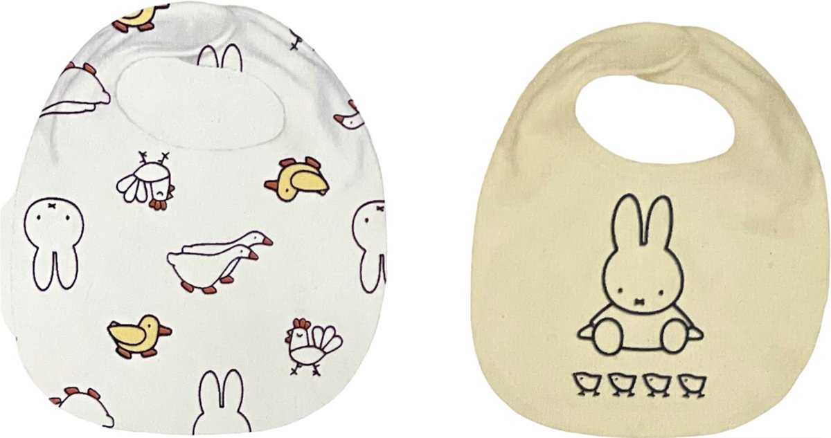 Goedkoopste Nijntje slabbetjes - 2 stuks - dieren - Met klittenband - One size - Nijntje Miffy - Baby voeding - Baby eten - kraamcadeau