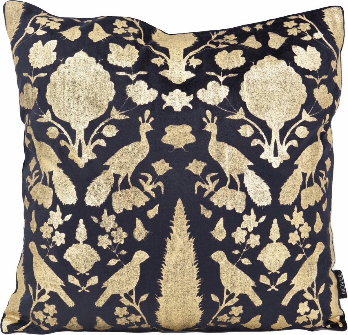 NOVÉE Damask Black/Gold Kussenhoes | Velvet/Viscose | 45 x 45 cm Zwart