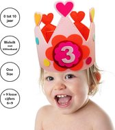 Puk Art© | Verjaardagskroon | Verjaardagshoed | Kroon prinses | Baby | 0 tot 10 jaar | Hartjes decoratie |Kraamcadeau