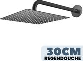 EcoRain© RVS Regendouche 30 cm met Douchearm Tyler - Zonder Kraan - Zwart