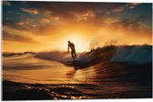 Acrylglas - Surfer in Actie tijdens Zonsondergang - 75x50 cm Foto op Acrylglas (Met Ophangsysteem)