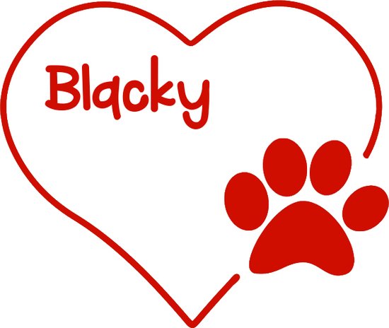 Coeur avec patte de chien - avec naam - personnalisé - rouge - autocollant voiture - 14 x 16 cm