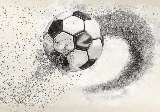 Foto: Fotobehang voetbal getekend met een potlood vliesbehang 450 x 300 cm