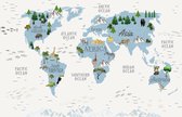 Fotobehang Animals World Map For Kids Wallpaper Design - Vliesbehang - 208 x 146 cm