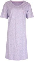 Tenderness Dames Nachthemd - Slaapkleed - Bloemenprint - 100% Katoen - Lavendel Lila - Maat S
