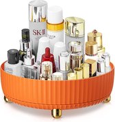 Make-up organizer, draaibaar, cosmetica-organizer, rond, 360 graden draaibare borstelorganizer, badkamerorganizer, draaibaar voor kamerdecoratie, kaptafel, slaapkamer, badkamer (oranje