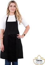 Tulipa Tablier de cuisine noir avec serviette noire Tablier de cuisine réglable professionnel Tablier de BBQ Tablier de qualité pour femme Taille unique