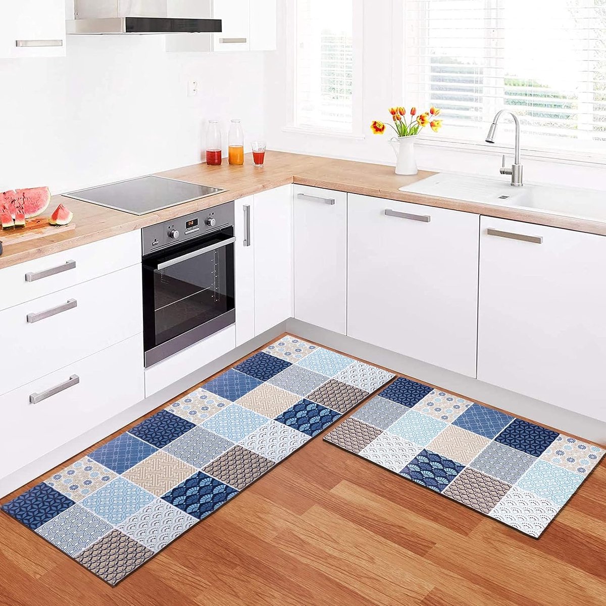 Lot de 2 Tapis de Cuisine Antidérapant,Anti Fatigue Tapis Cuisine