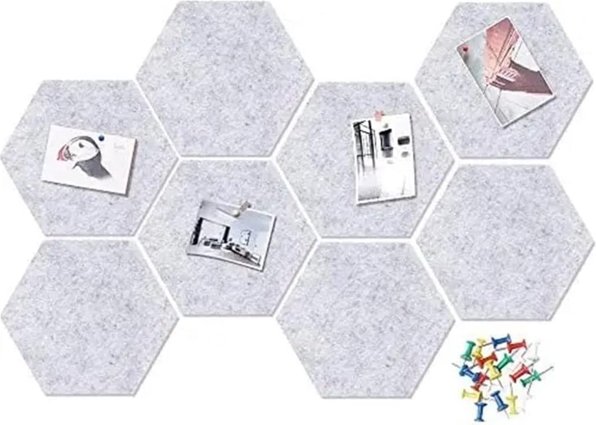 8 Pièces Tableaux en Liège Hexagon, Décoration Murale de Bricolage de  Panneau de Liège Hexagonal Auto-Adhésif, Avec 40 Punaises