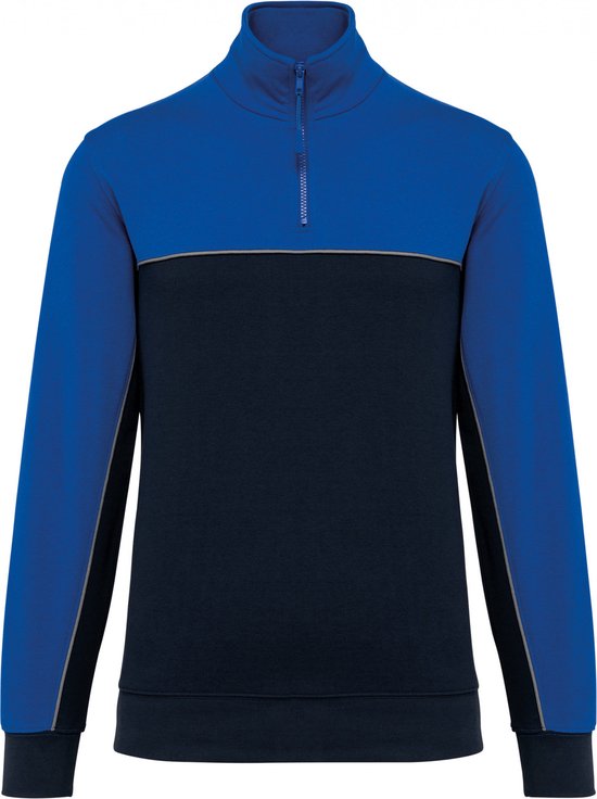 Sweatshirt Unisex 5XL WK. Designed To Work 1/4-ritskraag Lange mouw Navy / Royal Blue 60% Katoen, 40% Polyester