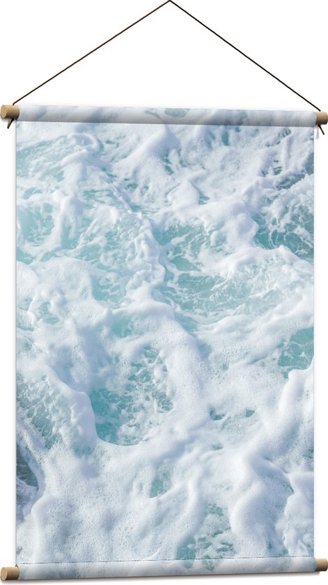 Textielposter - Zee - Water - Schuim - Blauw - Wit - 60x90 cm Foto op Textiel