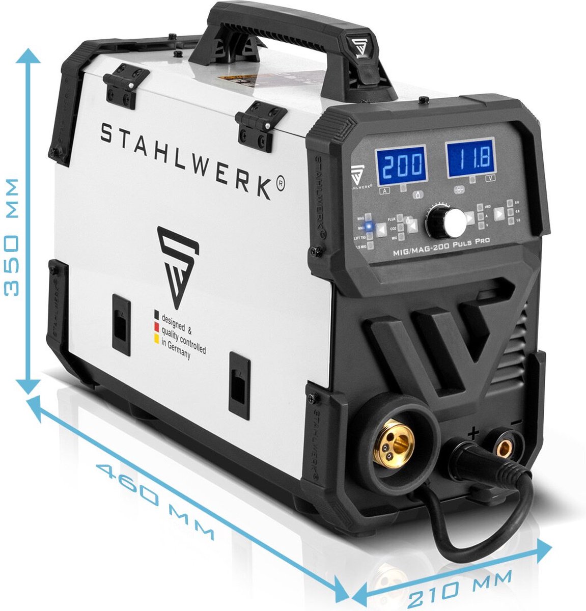 STAHLWERK MIG MAG 200 Puls Pro IGBT inert gas lasapparaat compleet uitgerust Volledig synergisch 5 in 1 combinatie apparaat met echt 200 ampère inclusief AK25/MB25 aluminium lastoorts, draadaanvoerrollen en slijtdelen set voor aluminium lassen – foto 6