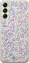 Hoesje geschikt voor Samsung Galaxy A14 5G - Paarse bloemen - Soft Case - TPU - Bloemen - Paars - Mooie Telefoonhoesjes