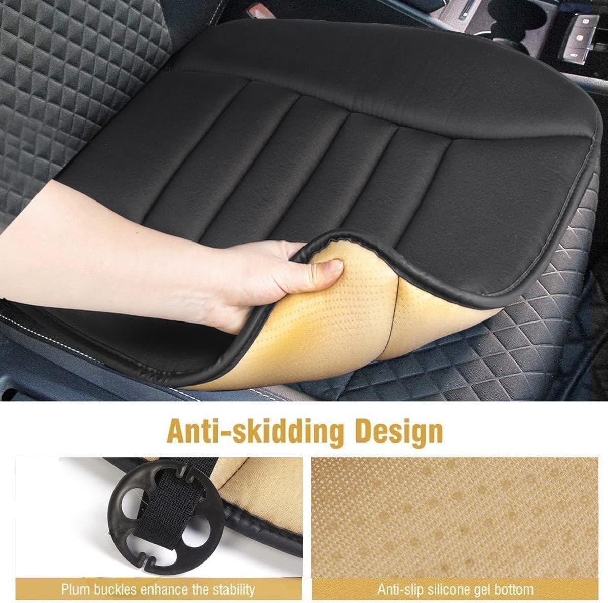 Coussin de siège - Voiture - Bureau - Chaise de bureau - Zwart- Textile -  Antidérapant