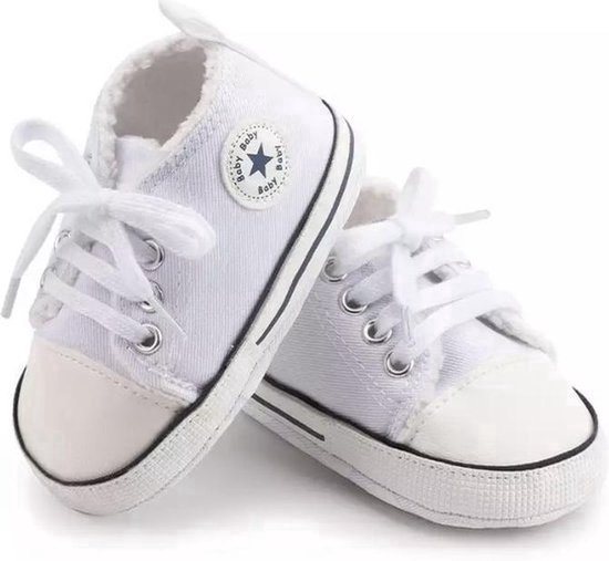 Baby Schoenen - Pasgeboren Babyschoenen - Eerste Baby Schoentjes 12-18 maanden - Zachte Zool Antislip - Warme Baby slofjes 13cm - Wit