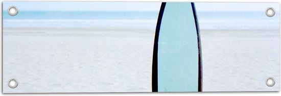 Tuinposter – Zee - Strand - Zand - Surfen - Surfplank - Hobby - 60x20 cm Foto op Tuinposter (wanddecoratie voor buiten en binnen)