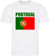 WK - Portugal - T-shirt Wit - Voetbalshirt - Maat: 146/152 (L) - 11-12 jaar - Landen shirts