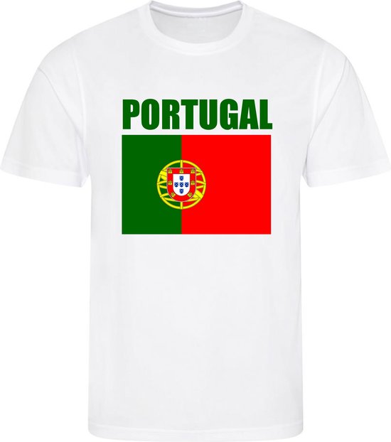 WK - Portugal - T-shirt Wit - Voetbalshirt - Maat: 146/152 (L) - 11-12 jaar - Landen shirts