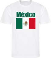 WK - Mexico - México - T-shirt Wit - Voetbalshirt - Maat: 158/164 (XL) - 12 - 13 jaar - Landen shirts