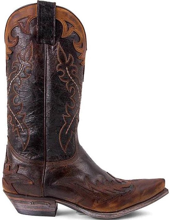 Sendra Boots 3241 Stivali Western Unisex - Pelle Denver Lucida, Tacco Inclinato Ibiza, Punta Affusolata, Fatti A Mano - Nero/Rosso
