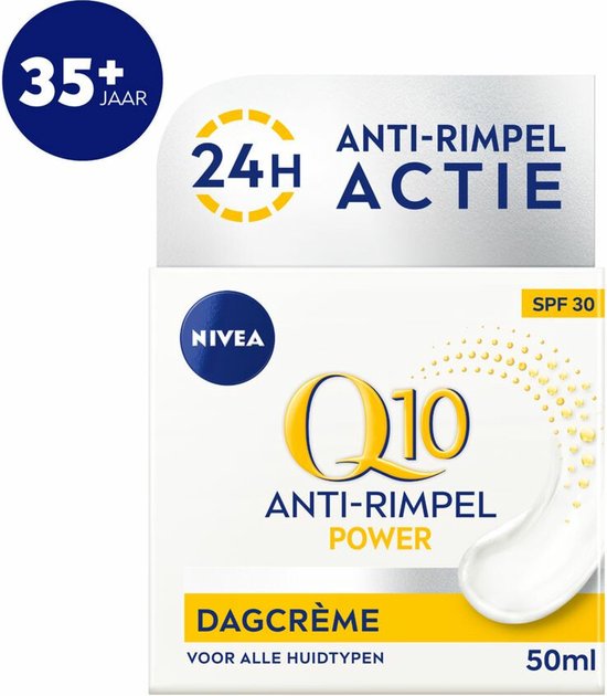 NIVEA Q10 POWER Anti-Rimpel Dagcrème - Alle huidtypen - SPF 30 - Met huididentiek Q10 en creatine - Verstevigt en beschermt - 50 ml - NIVEA