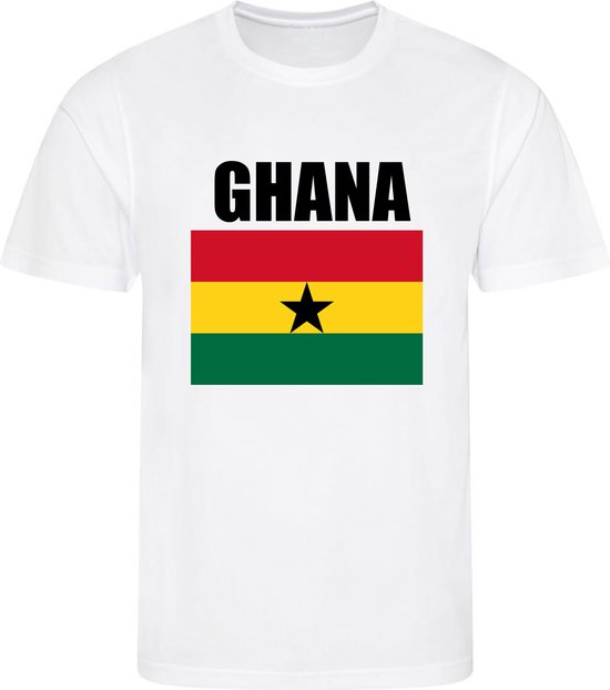 WK - Ghana - T-shirt Wit - Voetbalshirt - Maat: 158/164 (XL) - 12 - 13 jaar - Landen shirts