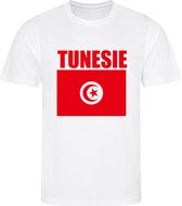 WK - Tunesië - Tunisia - تونس - T-shirt Wit - Voetbalshirt - Maat: 122/128 (S) - 7 - 8 jaar - Landen shirts