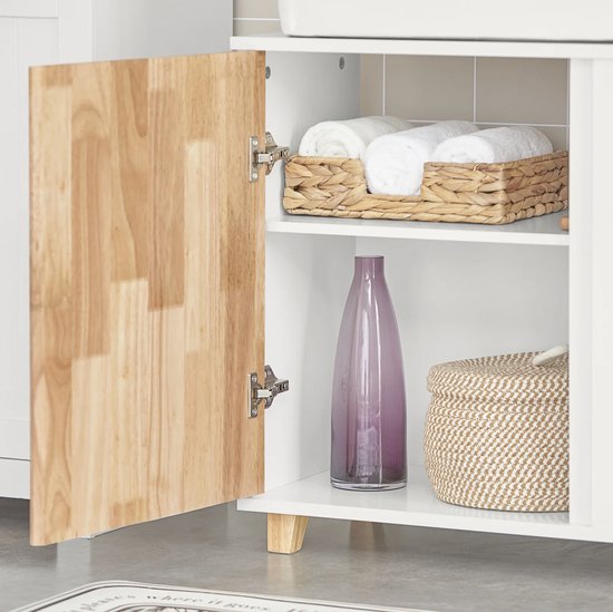 Modulo Badkamermeubel Met Wastafel | 60 Cm Grijs Eiken Kader Front Keramiek 2 Lades Onder Elkaar 102128