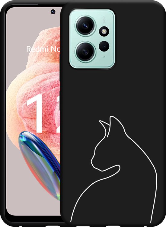 Cazy Hoesje Zwart geschikt voor Xiaomi Redmi Note 12 4G Kattencontour II