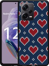 Cazy Hoesje Zwart geschikt voor Xiaomi Redmi Note 12 Pro+ 5G Gebreide Hartjes