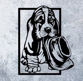Djemzy - muurdecoratie woonkamer - wanddecoratie - hout - zwart - dieren - hond met hoed - klein - 6 mm mdf