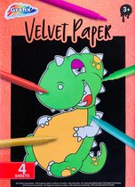 Grafix - Velvet kleurplaten - ''Dino'' - Knutselen meisjes - Knutselen jongens - Kleurboek - Kleurplaten voor kinderen - Dinosaurussen