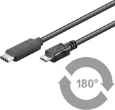 Microconnect USB C/Micro USB B, 1 m USB-kabel USB 2.0 Micro-USB B Zwart