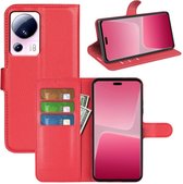 Xiaomi 13 Lite Hoesje - MobyDefend Kunstleren Wallet Book Case (Sluiting Voorkant) - Rood - GSM Hoesje - Telefoonhoesje Geschikt Voor Xiaomi 13 Lite