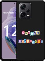 Cazy Hoesje Zwart geschikt voor Xiaomi Redmi Note 12 Pro+ 5G Choose Happiness