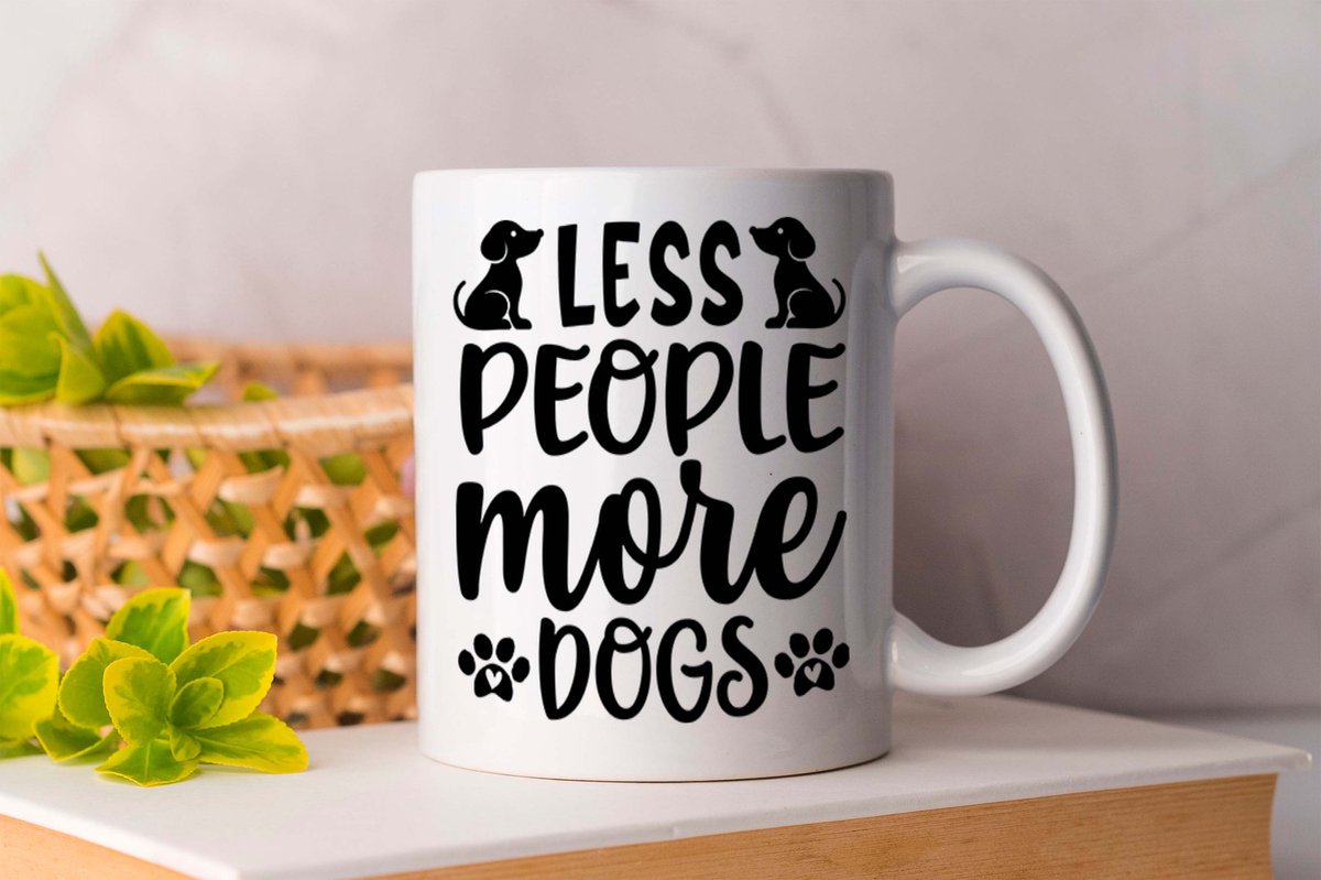 Mok Less people more dogs - pets - honden - liefde - cute - love - dogs - cats and dogs - dog mom - dog dad - cat mom- cat dad - cadeau - huisdieren - vogels - paarden - kip