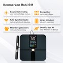 Caractéristiques du Robi S11 : mesure segmentée, synchronisation automatique, utilisateurs multiples, compatible avec les applications, longue durée de vie de la batterie.