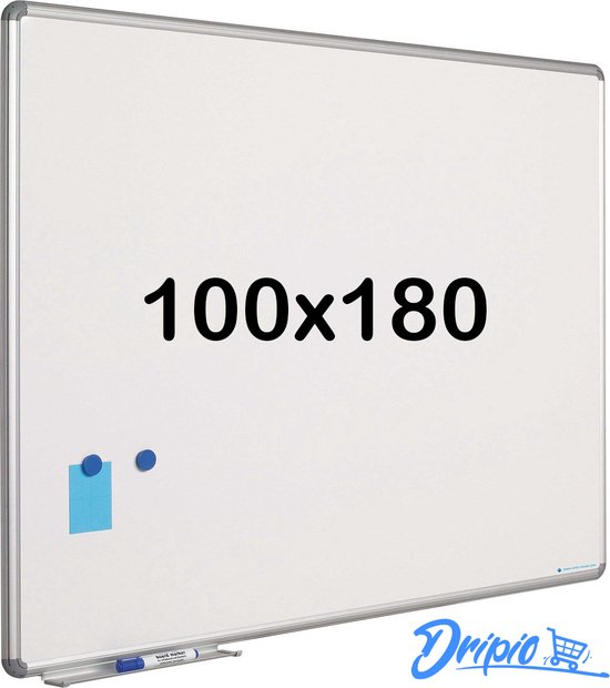 Whiteboard 100x180 cm - Emailstaal - Magnetisch - Magneetbord - Memobord - Planbord - Schoolbord - inclusief montageset