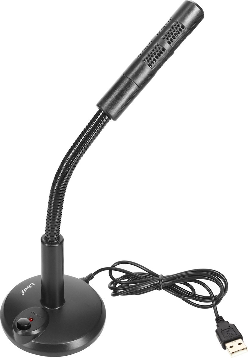 Desktopmicrofoon USB omnidirectionele ruisonderdrukkingskabel 1,2 m LinQ zwart