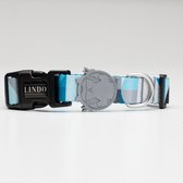 Lindo Dogs - Breeze - Luxe halsband hond - Grijs/Blauw - L - (46 - 70 cm x 2,5cm)