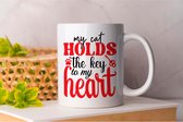 Mok My cat holds the key to my heart - Love Cats - Love Pets - Pets - Only Cats- Huisdier - Kat - Katten - Hond - Honden - Cute - Love Dogs - Valentine