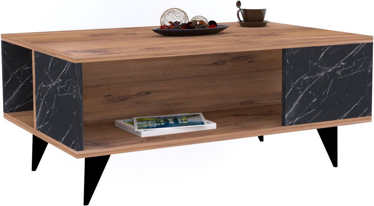 Skye Decor Houten salontafel "Yuka" - 90 x 60 x 39 cm - Notelaar, Zwart Walnoot, zwart