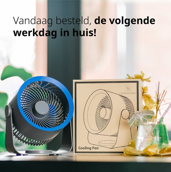 LunaVida's Tafelventilator - Ventilator - Fan - Draadloze ventilator - Wandventilator - Cooling fan - 3 krachtige blaasstanden - stil en geruisloos - Draadloos - LunaVida