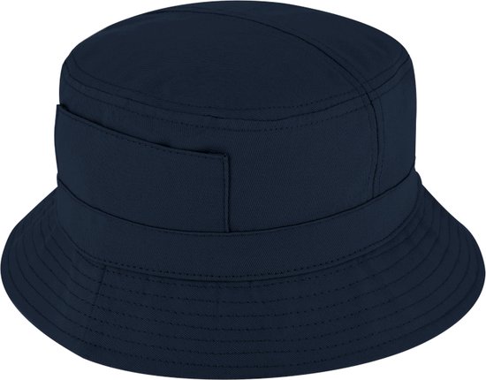 Katoenen bucket hat vissershoedje zonnehoed kleur donkerblauw grote maat XXL 62 63 centimeter