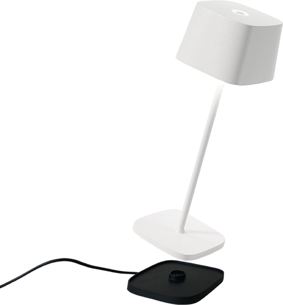 Zafferano Ofelia Tafellamp - Oplaadbare Buitenlamp Wit - Spatwaterdicht (IP65) - Bureaulamp Snoerloos - Dimbare LED Lamp - Draadloos Oplaadstation - Terraslamp - USB Oplaadbaar - 29 cm x Ø10 cm
