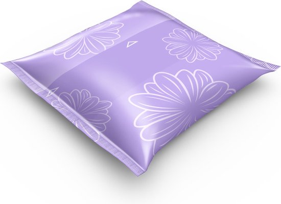 Individueel verpakt, lichtpaars maandverband met witte bloemenprint.