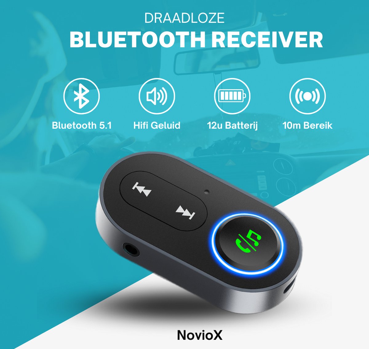 iMoshion Adaptateur Bluetooth Voiture - Récepteur Bluetooth 5.1 - Prise jack  3,5 mm / AUX - Noir